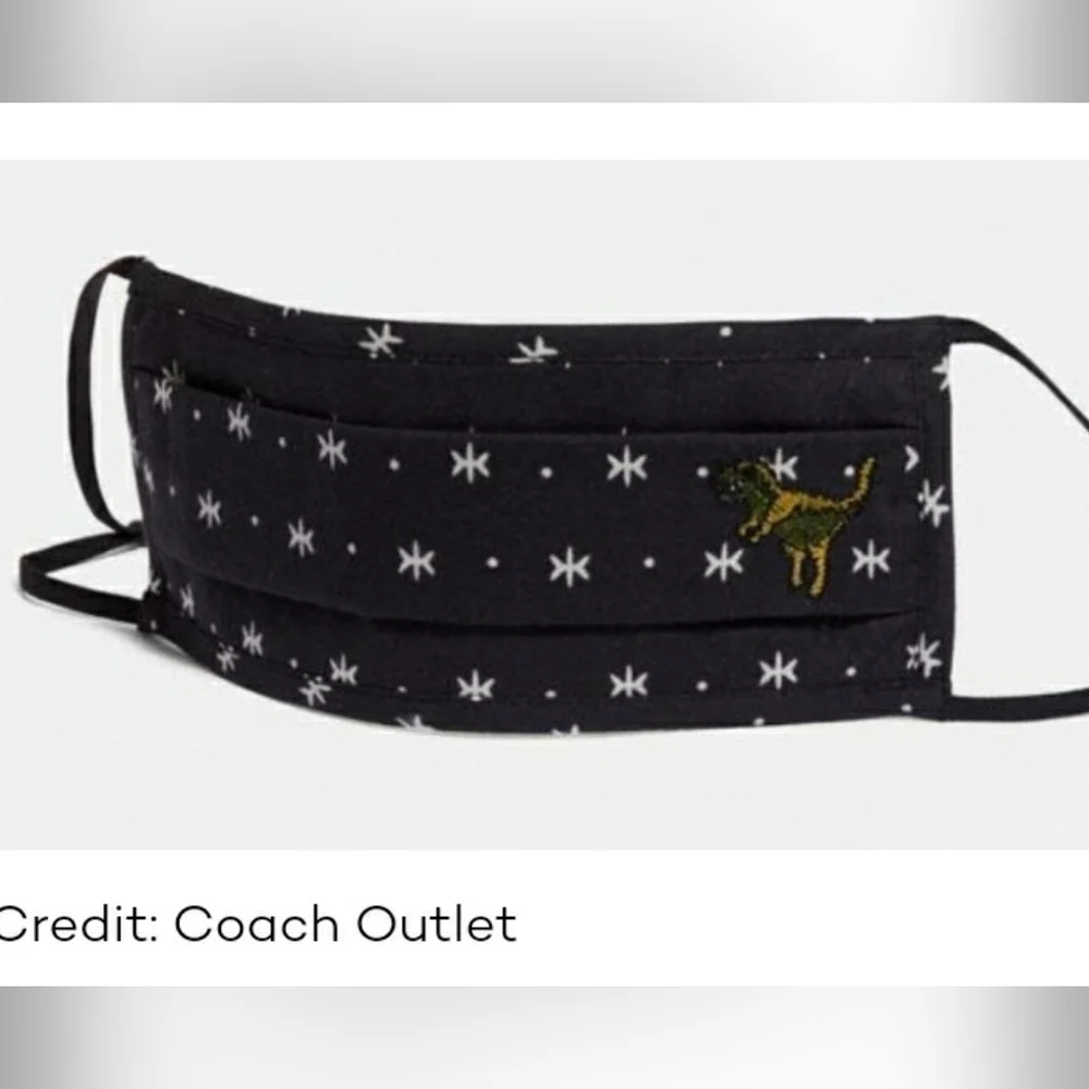 NWT Coach Rexy Star Dot Black & White Face Mask. 100% cotton. One size.